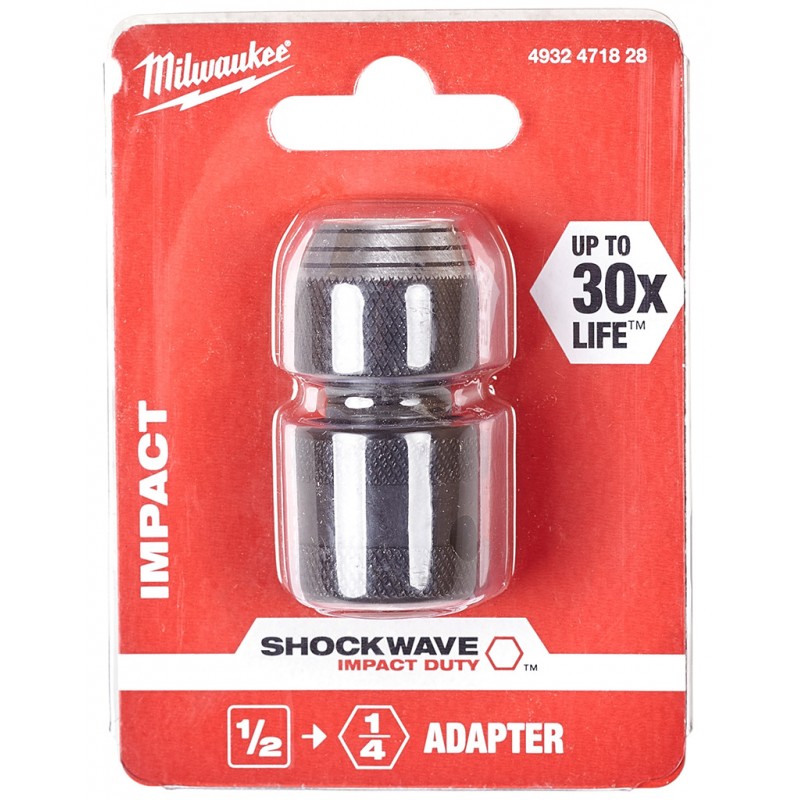 Milwaukee Shockwave Adaptér z 1/2" Čtyřhran na 1/4" Šestihran 4932471828 Milwaukee Shockwave Adaptér z 1/2" Čtyřhran na 1/4" Šestihran 4932471828