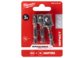Milwaukee Sada 3 ks rázových adaptérů SHOCKWAVE 1/4" - 3/8" - 1/2" 4932479228