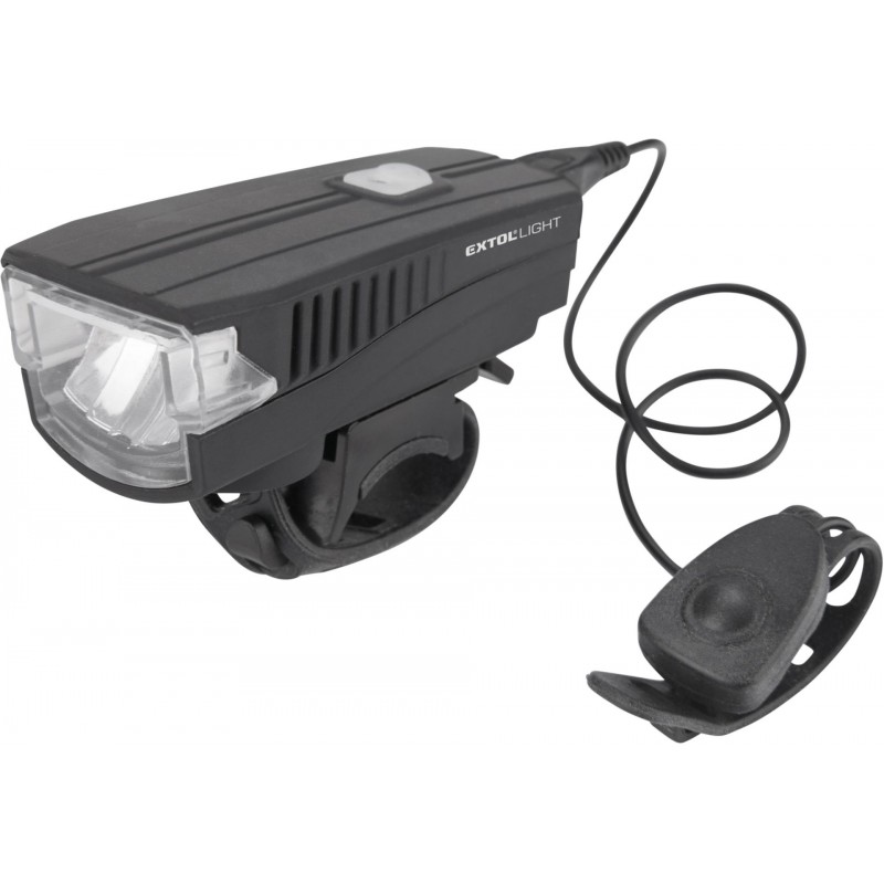 EXTOL LIGHT světlo bílé na kolo 350lm, USB nabíjení, klakson, 5W LED 43137