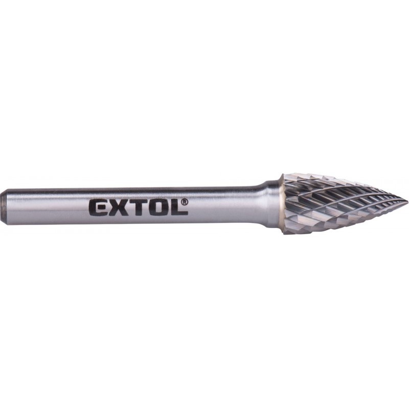 EXTOL INDUSTRIAL fréza karbidová, ostrý oblouk, pr.10x20mm/stopka 6mm,sek střední (double-cut) 8703764