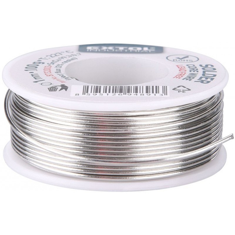 EXTOL PREMIUM drát pájecí trubičkový Sn 99,3%/0,7%Cu, Ř1mm, 100g 8732003 EXTOL PREMIUM drát pájecí trubičkový Sn 99,3%/0,7%Cu, Ř1mm, 100g 8732003