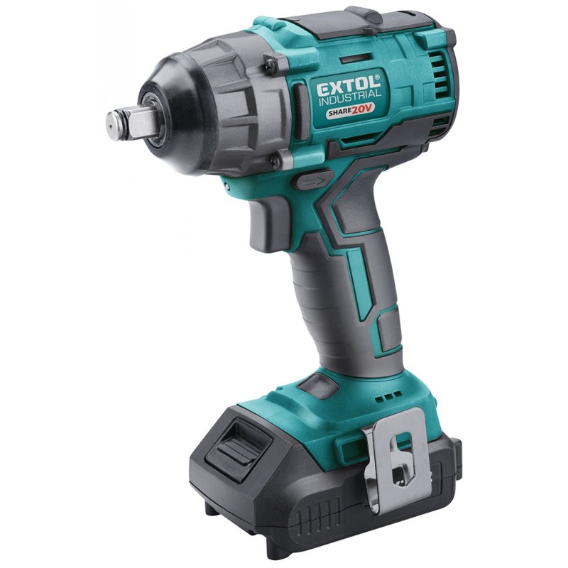 EXTOL INDUSTRIAL utahovák rázový 1/2“ aku SHARE20V,250Nm, BRUSHLESS,20V Li-ion,2000mAh 8791810