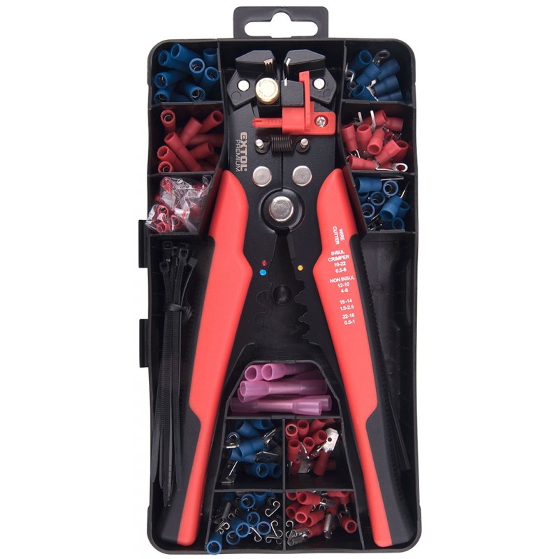 EXTOL PREMIUM kleště odizolovací/krimpovací a koncovky, sada 231ks 8831126 EXTOL PREMIUM kleště odizolovací/krimpovací a koncovky, sada 231ks 8831126