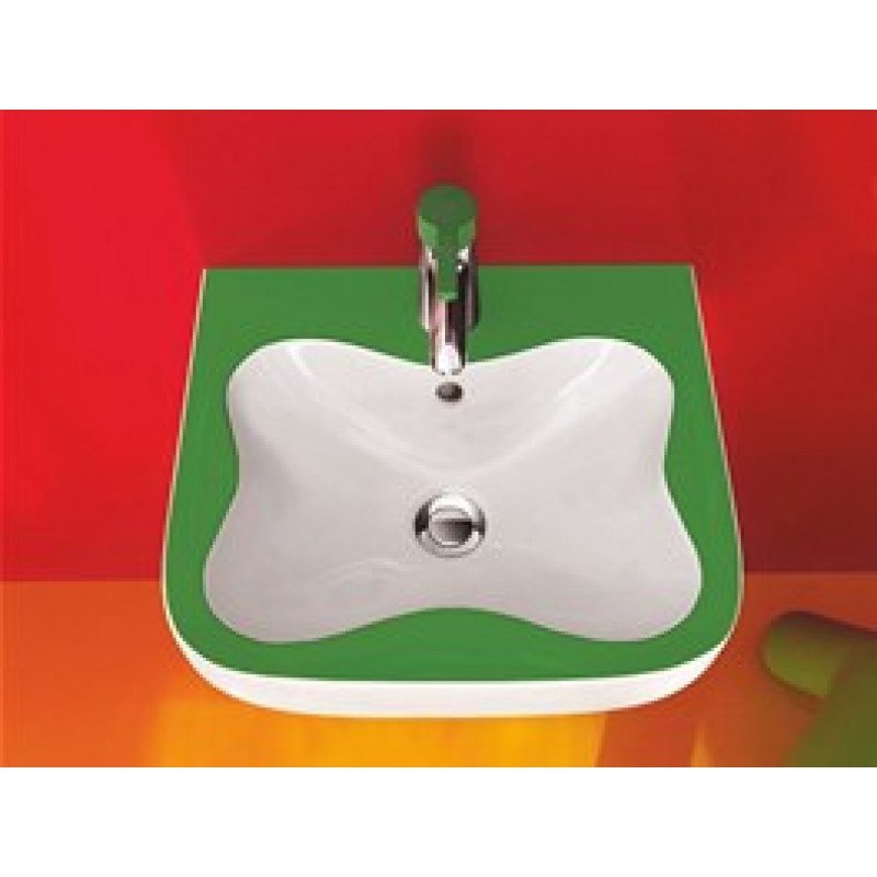 LAUFEN FLORAKIDS Umývátko pro děti 45x41 cm, s otvorem pro baterie, zelené