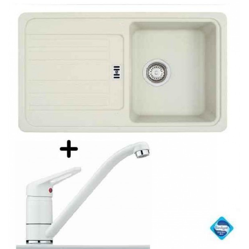 Franke SET G19 granitový dřez EFG 614-78 bílá led + dřezová baterie FC 9541.094