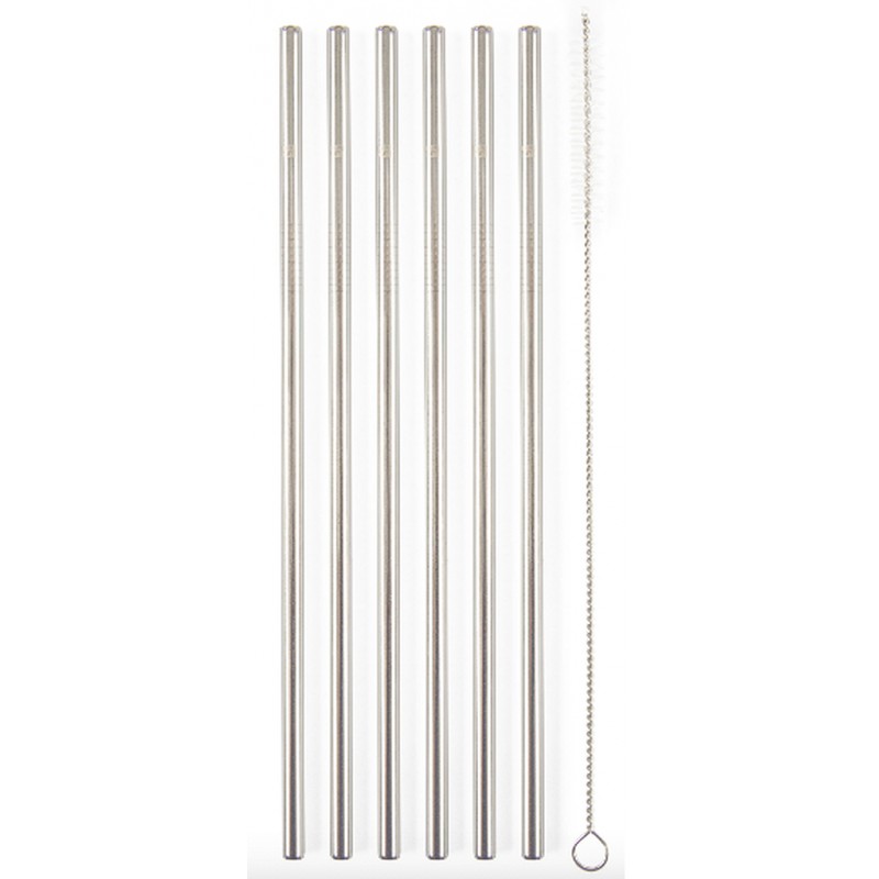 G21 Kovová brčka BeEco Classic 6 ks stříbrná, rovná + kartáček na čištění 6352100