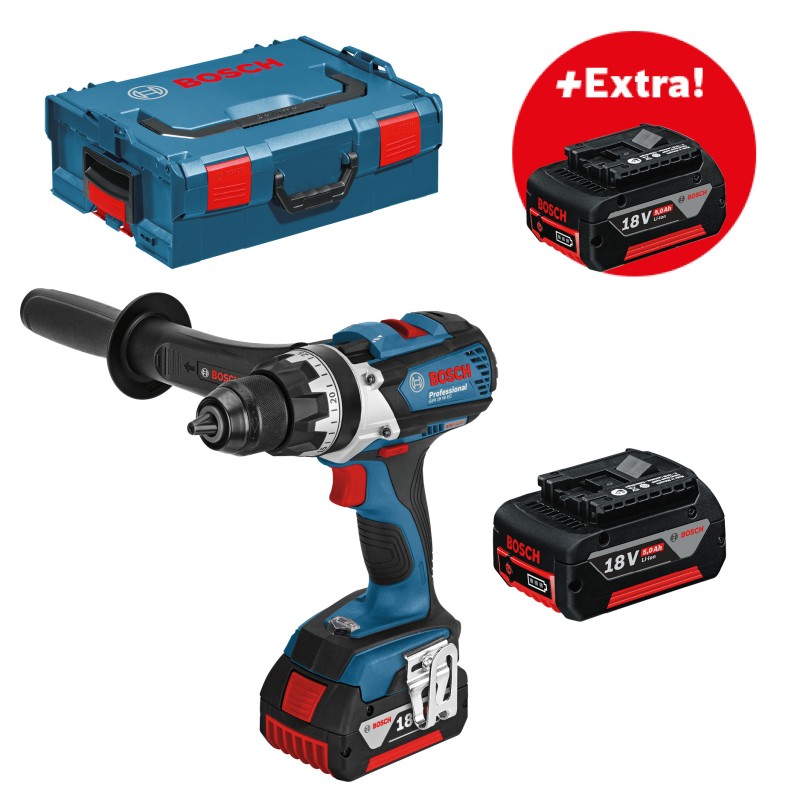 BOSCH GSR 18 VE-EC akumulátorový šroubovák, L-BOXX, 2 x 5,0 Ah akumulátor 0.601.9F1.102+ Akumulátor GBA 18 V 5,0 Ah ZDARMA