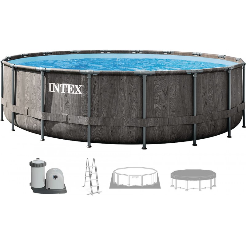 INTEX GREYWOOD PRISM FRAME Kulatý bazén 549 x 122 cm s kartušovou filtrací 12V 26744GN