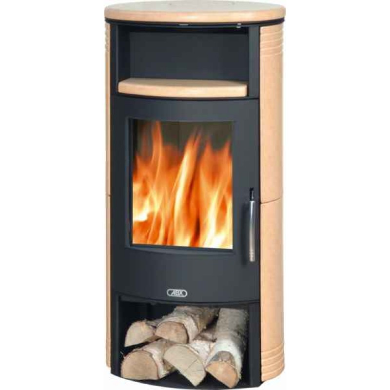 ABX Island 4672-7 krbová kamna na dřevo, černý plech + pískovec, vč. horní desky