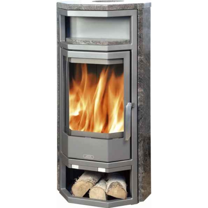 ABX Kiruna 4649-4-II krbová kamna na dřevo, šedý plech + žula paradiso, vč. horní desky