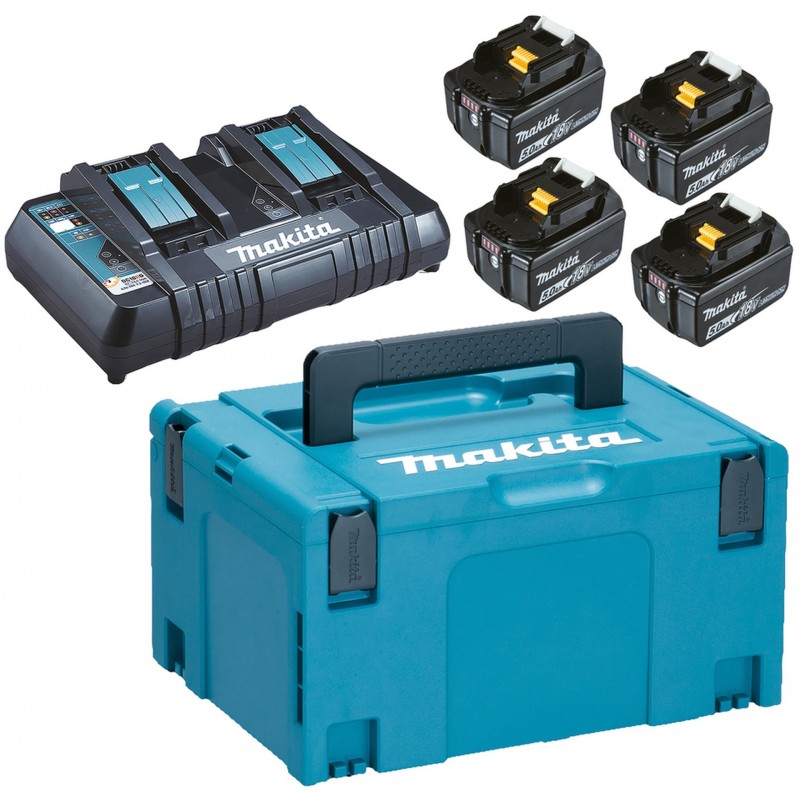 MAKITA 197626-8 sada baterie 4xBL1850B + dvojnabíječka DC18RD + Makpac 3