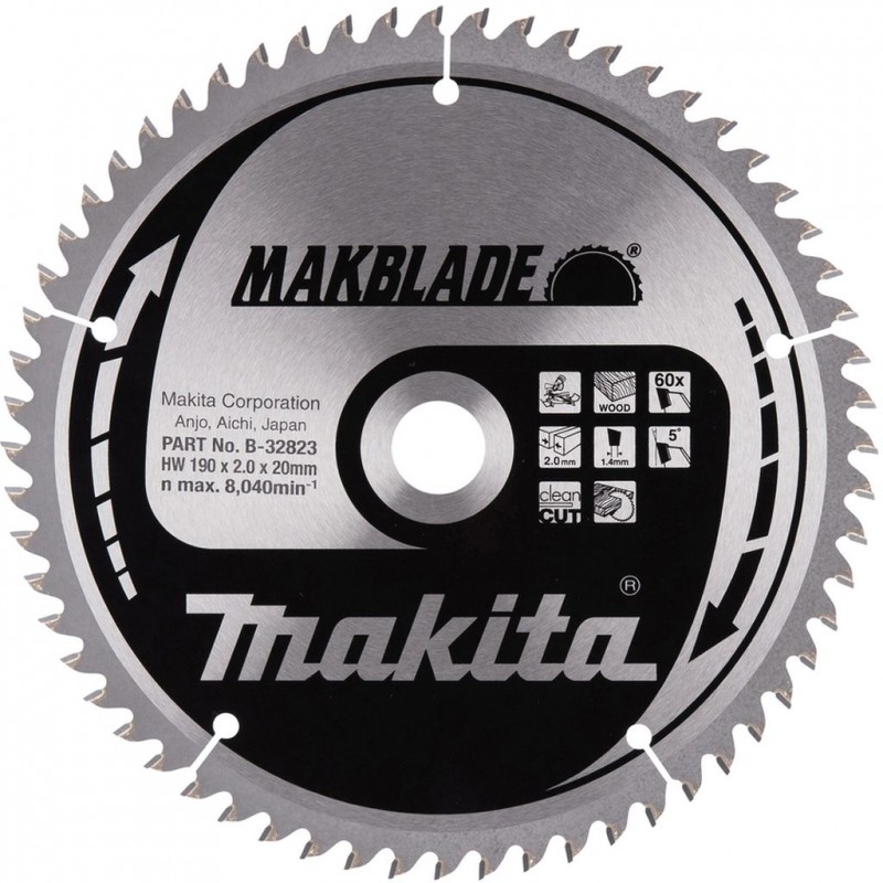 MAKITA B-32823 Kotouč pilový dřevo MAKBLADE 190x2x20mm 60Z = old B-09042