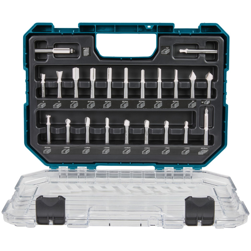 MAKITA D-74784 Sada fréz po zanořovací frézky 8 mm 22 ks v plastovém kufru MAKITA D-74784 Sada fréz po zanořovací frézky 8 mm 22 ks v plastovém kufru