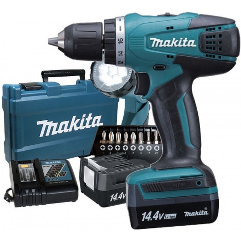 MAKITA DF347DWLX1 Aku vrtací šroubovák s lampou a příslušenstvím 2x aku. Li-ion 14,4V/1,5Ah MAKITA DF347DWLX1 Aku vrtací šroubovák s lampou a příslušenstvím 2x aku. Li-ion 14,4V/1,5Ah