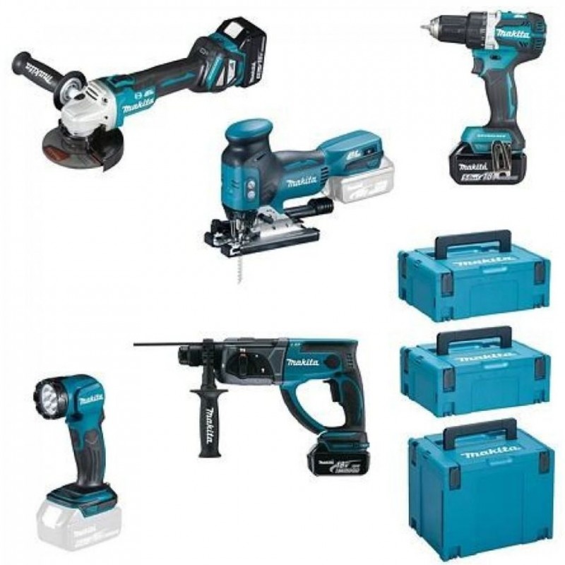 MAKITA DLX5066TJ Aku sada DDF484+DGA513+DHR202+DJV181+DML815+(3x18V/3*5Ah)+(3x MAKPAC) MAKITA DLX5066TJ Aku sada DDF484+DGA513+DHR202+DJV181+DML815+(3x18V/3*5Ah)+(3x MAKPAC)