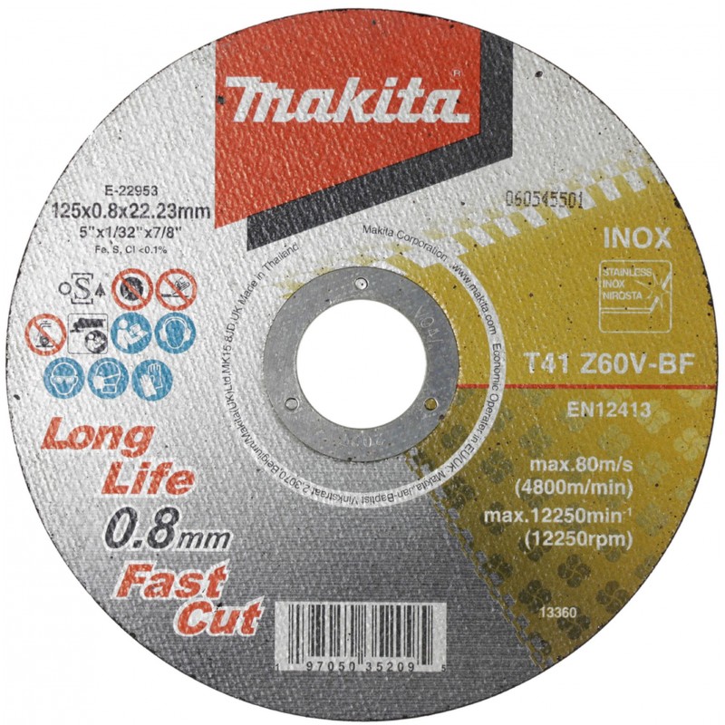 MAKITA E-22953 Kotouč řezný nerez 125x0.8x22.23mm MAKITA E-22953 Kotouč řezný nerez 125x0.8x22.23mm