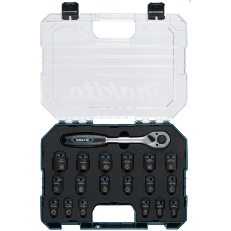 MAKITA E-30069 Sada nástrčných klíčů čtyřhran 1/2" IMPACT BLACK 19 ks v plastové krabičce