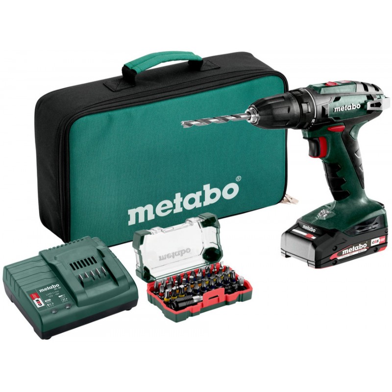 Metabo BS 18 Set Aku vrtací šroubovák (48Nm/18V/1x2,0Ah) brašna Metabo BS 18 Set Aku vrtací šroubovák (48Nm/18V/1x2,0Ah) brašna