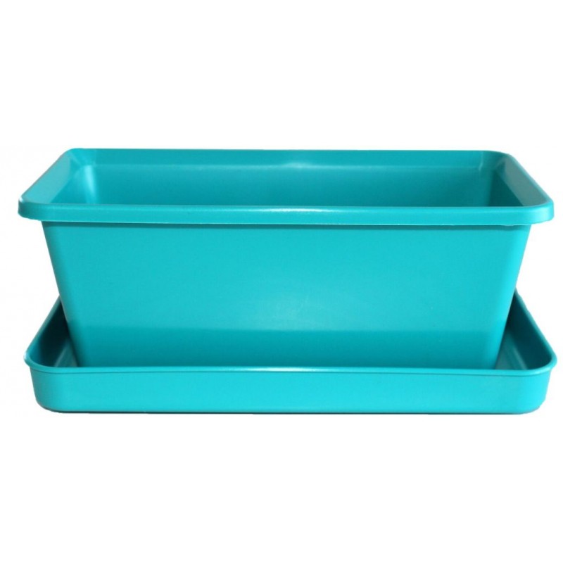 PLASTKON Truhlík Small window box s miskou 20 cm tyrkys PLASTKON Truhlík Small window box s miskou 20 cm tyrkys