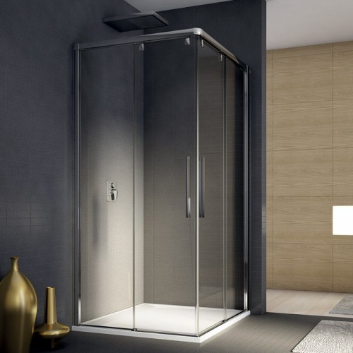 RONAL PLSE2 Pur Light S rohový vstup, 120cm, pravý, aluchrom/sklo čiré PLSE2D1205007