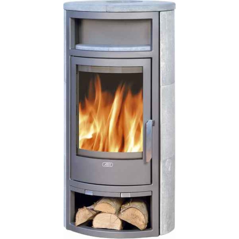 ABX Polar 4654-4-II krbová kamna na dřevo, černý plech + kachle coffee