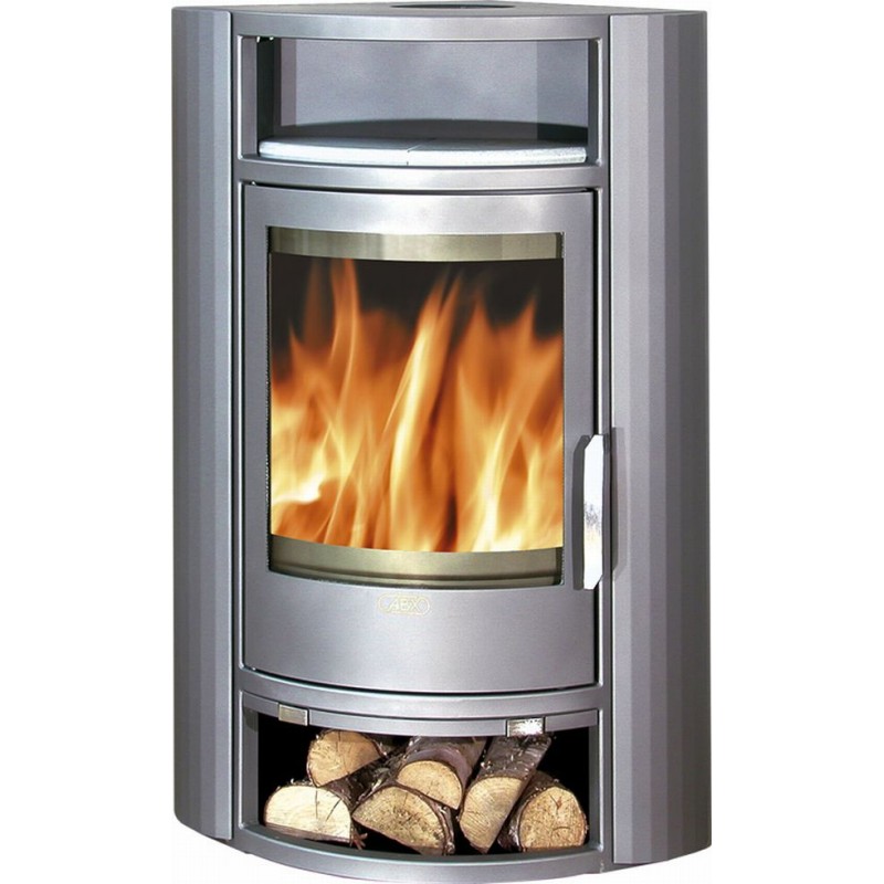 ABX Polar 4656-6-III W rohový, krbová kamna na dřevo, černý plech, pícka mastek