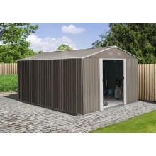 Riwall PRO RMSA 12x10 Brown - zahradní domek kovový 3 x 3,7 m SD-X1210-H170C-B