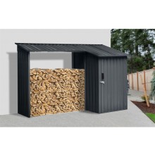 Riwall PRO RMWS 3x9 Anthracite - přístřešek na dřevo s kůlnou 2,7 x 1,6 m WS-XDB-E-A