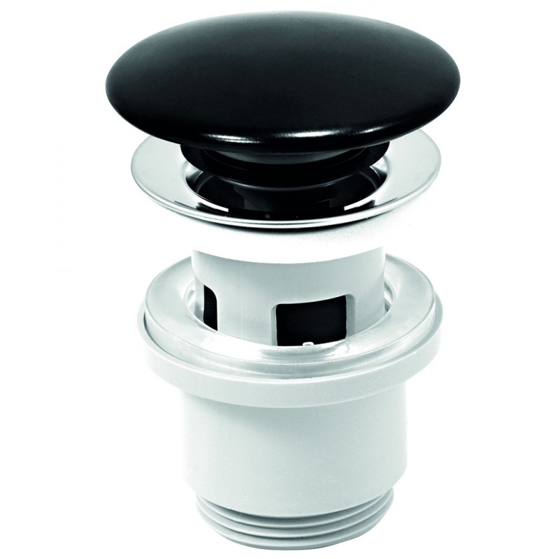 NOVASERVIS Uzávěr výpusti plastový pro umyvadlo s přepadem 5/4" černý,chrom S288PPCB