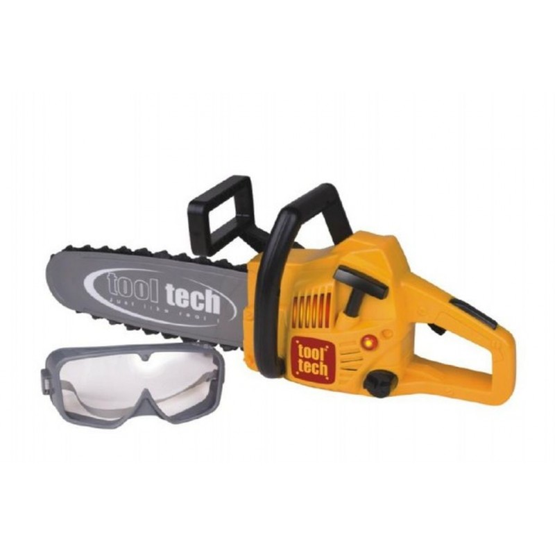 Motorová pila řetězová nářadí plast 46cm s brýlemi na baterie 3xAA se zvukem se světlem v krabici