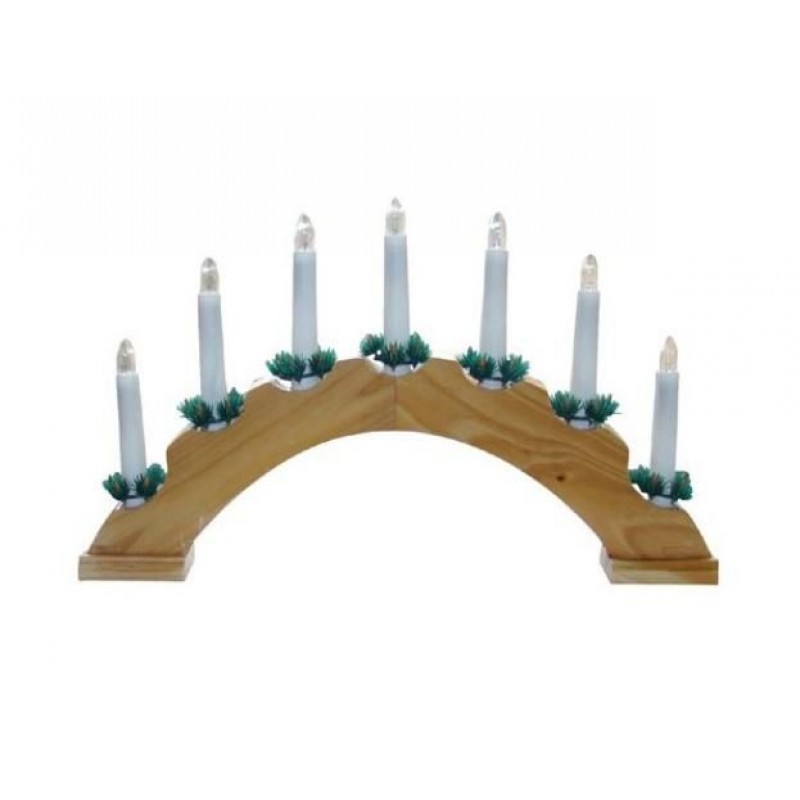 Vánoční svícen oblouk - DŘEVĚNÝ - přírodní VS791907