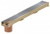 ACO Euroline mini žlab 1 m, H=6 cm, se spodním odtokem DN/OD 110, pozinkovaný můstkový rošt 416923