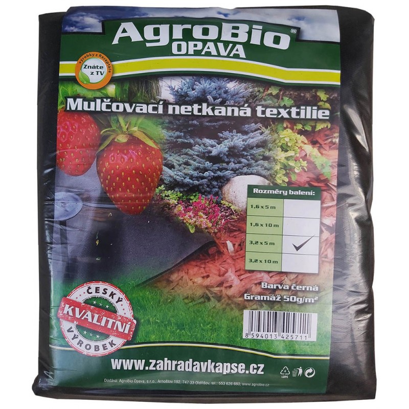 AgroBio netkaná textilie 50 g/m2 1,6x10 m, černá AgroBio netkaná textilie 50 g/m2 1,6x10 m, černá