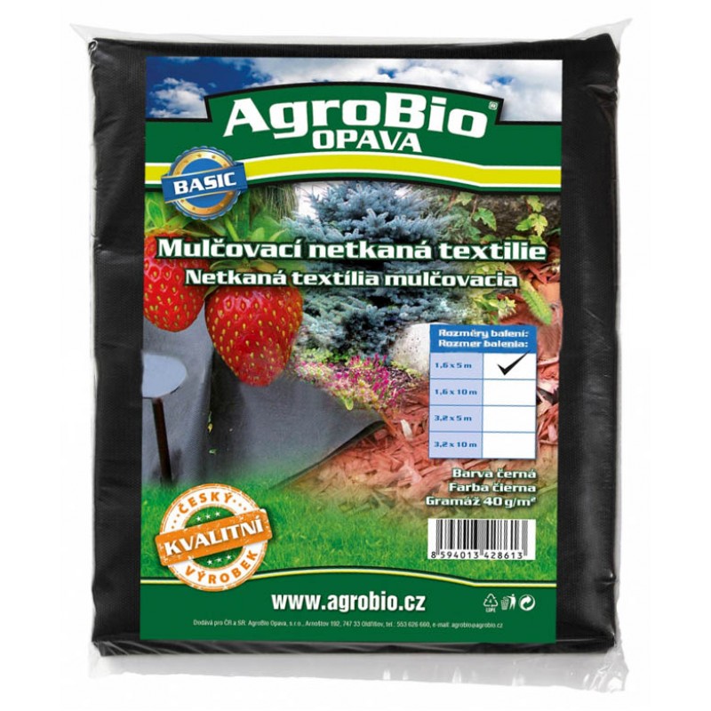 AgroBio netkaná textilie 40 g/m2 1,6x10 m, černá
