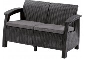 ALLIBERT CORFU LOVE SEAT Pohovka, 128 x 70 x 79cm, grafit/šedá 17197359