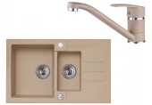ALVEUS Set ROCK 70 dřez 780x480 mm + baterie NINA, béžová