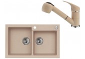 ALVEUS Set ROCK 90 dřez 780x480 mm + baterie AM 20, béžová