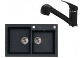 ALVEUS Set ROCK 90 dřez 780x480 mm + baterie AM 20, černá
