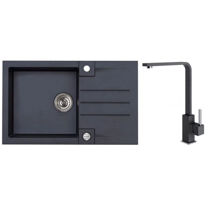 ALVEUS Set ROCK 130 dřez 780x480 mm + baterie AFRA, černá