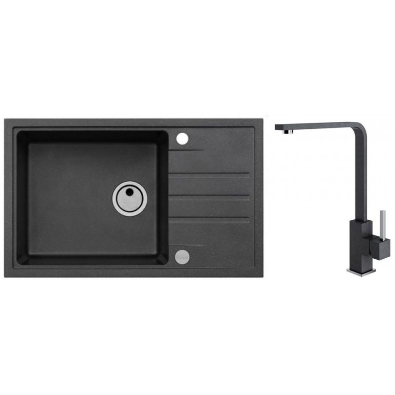 ALVEUS Set INTERMEZZO 130 dřez 780x480 mm + baterie AFRA, černá