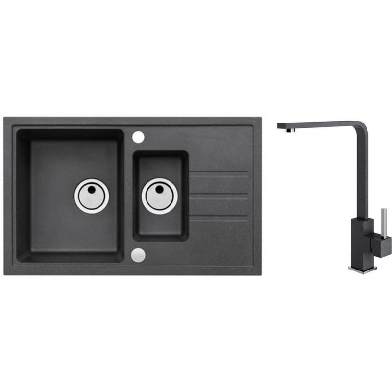 ALVEUS Set INTERMEZZO 70 dřez 780x480 mm + baterie AFRA, černá