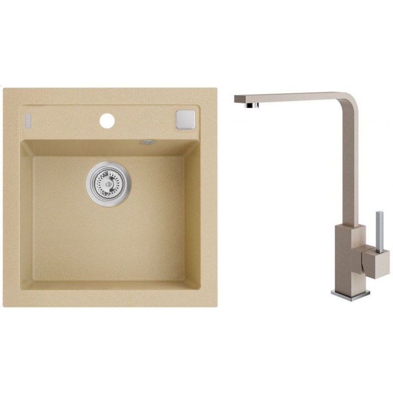 ALVEUS Set FORMIC 20 dřez 520x510 mm + baterie AFRA, béžová