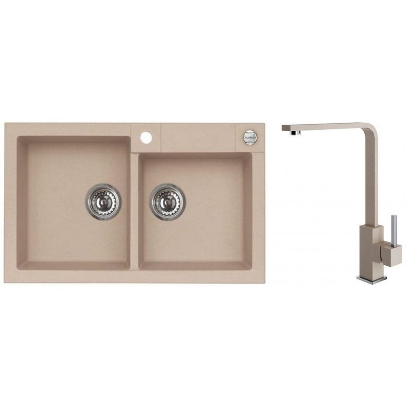 ALVEUS Set ROCK 90 dřez 780x480 mm + baterie AFRA, béžová