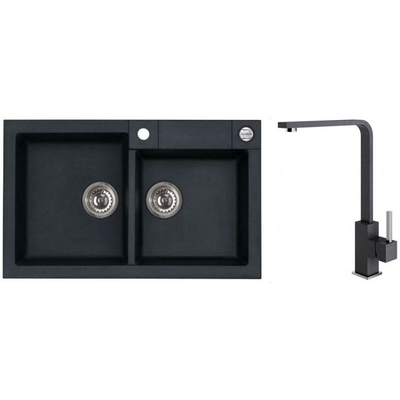 ALVEUS Set ROCK 90 dřez 780x480 mm + baterie AFRA, černá