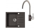 ALVEUS Set ROCK 30 dřez 595x475 mm + baterie ELZA, Chocolate 03
