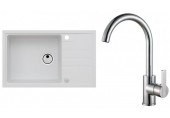 ALVEUS Set INTERMEZZO 130 dřez 780x480 mm + baterie TONIA, bílá + chrom