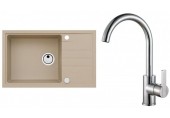 ALVEUS Set INTERMEZZO 130 dřez 780x480 mm + baterie TONIA, béžová + chrom