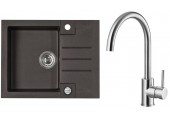 ALVEUS Set ROCK 30 dřez 595x475 mm + baterie ELZA, Chocolate 03 + kartáčovaná ocel