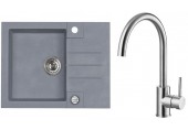 ALVEUS Set ROCK 30 dřez 595x475 mm + baterie ELZA, Steel 04 + kartáčovaná ocel