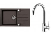 ALVEUS Set ROCK 130 dřez 780x480 mm + baterie ELZA, Chocolate 03 + kartáčovaná ocel